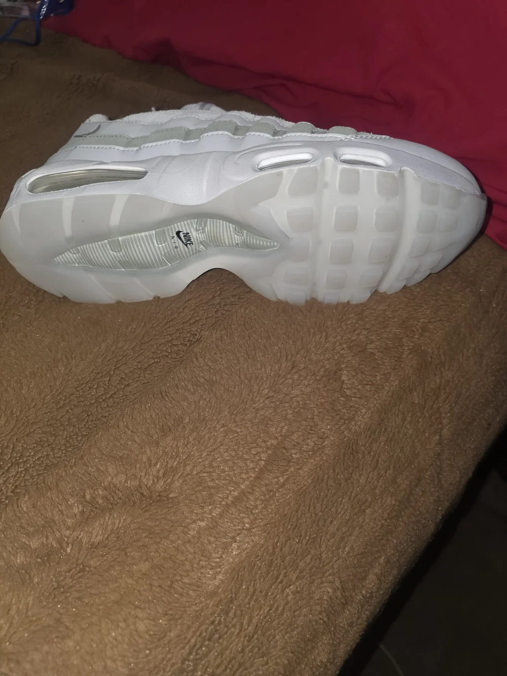 Nike Women’s Air Max 95 Sneaker - White with Light Gray & Purple